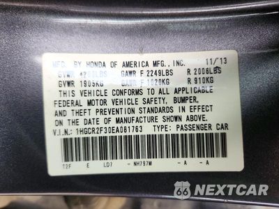 Zdjęcie 13 z 13 samochodu: 2014 HONDA ACCORD LX VIN:1HGCR2F30EA081763 - miniatura