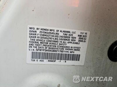 Zdjęcie 13 z 13 samochodu: 2016 HONDA PILOT TOURING VIN:5FNYF5H9XGB021760 - miniatura