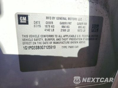 Zdjęcie 12 z 12 samochodu: 2016 CHEVROLET CRUZE LIMITED LTZ VIN:1G1PG5SB0G7125919 - miniatura