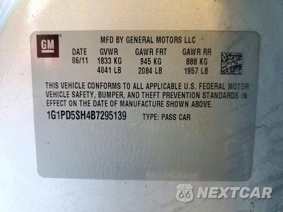 Zdjęcie 12 z 12 samochodu: 2011 CHEVROLET CRUZE LS VIN:1G1PD5SH4B7295139 - miniatura