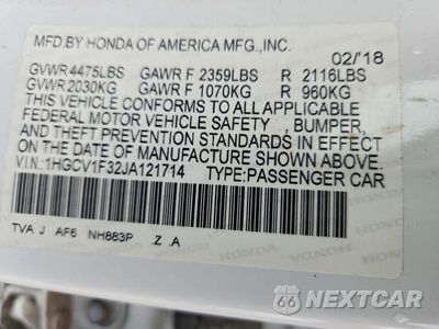 Zdjęcie 12 z 12 samochodu: 2018 HONDA ACCORD SPORT VIN:1HGCV1F32JA121714 - miniatura