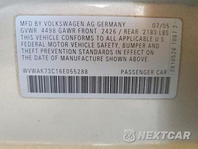 Zdjęcie 12 z 12 samochodu: 2006 VOLKSWAGEN PASSAT 2.0T VIN:WVWAK73C16E055288 - miniatura