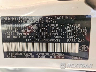 Zdjęcie 12 z 12 samochodu: 2022 TOYOTA CAMRY LE VIN:4T1C31AK0NU588598 - miniatura