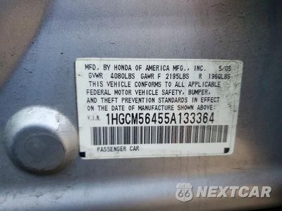 Zdjęcie 12 z 12 samochodu: 2005 HONDA ACCORD LX VIN:1HGCM56455A133364 - miniatura