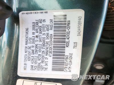 Zdjęcie 12 z 12 samochodu: 2002 TOYOTA CAMRY LE VIN:4T1BE32K72U544884 - miniatura