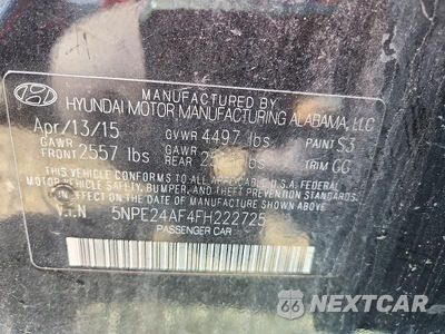 Zdjęcie 12 z 12 samochodu: 2015 HYUNDAI SONATA SE VIN:5NPE24AF4FH222725 - miniatura