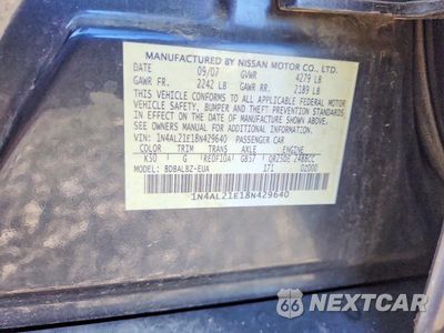 Zdjęcie 12 z 12 samochodu: 2008 NISSAN ALTIMA 2.5 VIN:1N4AL21E18N429640 - miniatura