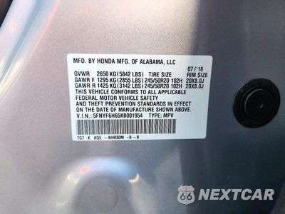 Zdjęcie 13 z 13 samochodu: 2019 HONDA PILOT TOURING VIN:5FNYF6H65KB001954 - miniatura