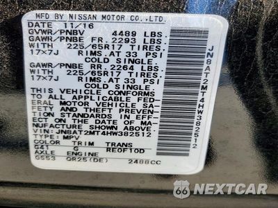 Zdjęcie 14 z 14 samochodu: 2017 NISSAN ROGUE SV VIN:JN8AT2MT4HW382512 - miniatura