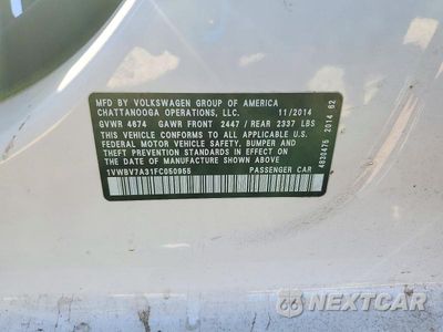 Zdjęcie 12 z 12 samochodu: 2015 VOLKSWAGEN PASSAT SE VIN:1VWBV7A31FC050955 - miniatura