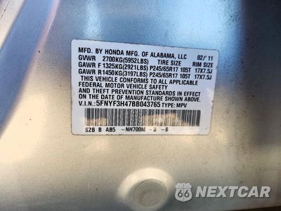 Zdjęcie 13 z 13 samochodu: 2011 HONDA PILOT EX VIN:5FNYF3H47BB043765 - miniatura