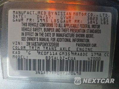 Zdjęcie 12 z 12 samochodu: 2017 NISSAN SENTRA SV VIN:3N1AB7AP0HY320698 - miniatura