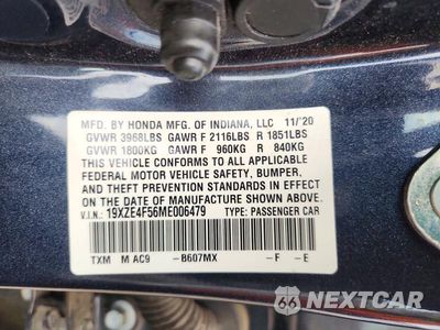 Zdjęcie 12 z 12 samochodu: 2021 HONDA INSIGHT EX VIN:19XZE4F56ME006479 - miniatura