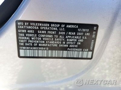 Zdjęcie 12 z 12 samochodu: 2014 VOLKSWAGEN PASSAT SEL VIN:1VWCN7A38EC055413 - miniatura