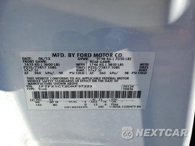 Zdjęcie 12 z 12 samochodu: 2013 FORD F150 SUPER CAB VIN:1FTFX1CT2DKF37223 - miniatura