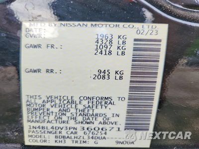 Zdjęcie 13 z 13 samochodu: 2023 NISSAN ALTIMA SV VIN:1N4BL4DV3PN360671 - miniatura