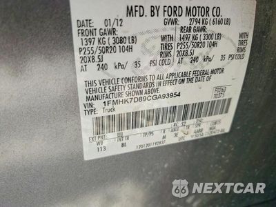 Zdjęcie 13 z 13 samochodu: 2012 FORD EXPLORER XLT VIN:1FMHK7D89CGA93954 - miniatura