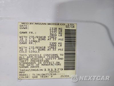 Zdjęcie 13 z 13 samochodu: 2018 NISSAN MURANO SV VIN:5N1AZ2MG6JN131379 - miniatura