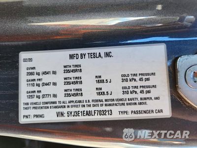 Zdjęcie 12 z 12 samochodu: 2020 TESLA MODEL 3 VIN:5YJ3E1EA8LF703213 - miniatura