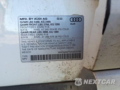 Zdjęcie 12 z 12 samochodu: 2022 AUDI Q5 PREMIUM 45 VIN:WA1GAAFY2N2072791 - miniatura