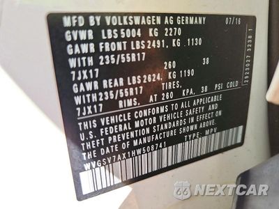 Zdjęcie 13 z 13 samochodu: 2017 VOLKSWAGEN TIGUAN WOLFSBURG VIN:WVGSV7AX1HW508741 - miniatura