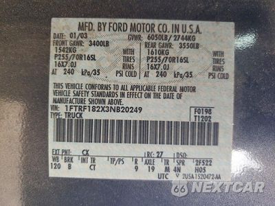 Zdjęcie 12 z 12 samochodu: 2003 FORD F150 XL VIN:1FTRF182X3NB20249 - miniatura