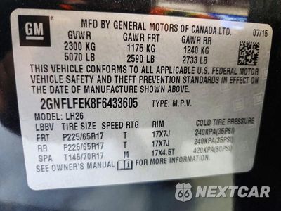 Zdjęcie 14 z 14 samochodu: 2015 CHEVROLET EQUINOX LT VIN:2GNFLFEK8F6433605 - miniatura