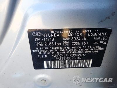 Zdjęcie 12 z 12 samochodu: 2019 HYUNDAI ELANTRA SE VIN:KMHD74LF4KU842402 - miniatura