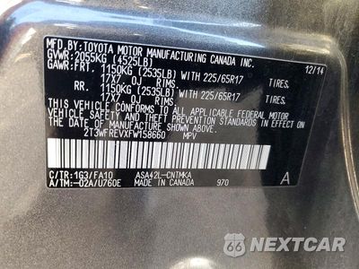 Zdjęcie 14 z 14 samochodu: 2015 TOYOTA RAV4 XLE VIN:2T3WFREVXFW158660 - miniatura