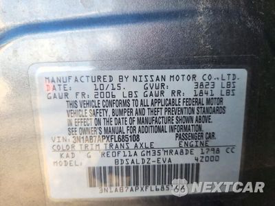 Zdjęcie 12 z 12 samochodu: 2015 NISSAN SENTRA SV VIN:3N1AB7APXFL685108 - miniatura