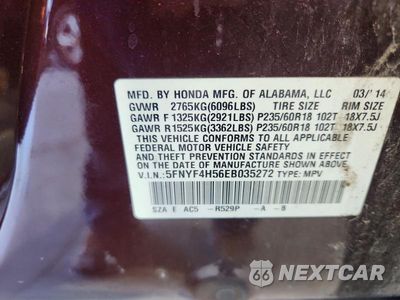 Zdjęcie 13 z 13 samochodu: 2014 HONDA PILOT EXL VIN:5FNYF4H56EB035272 - miniatura