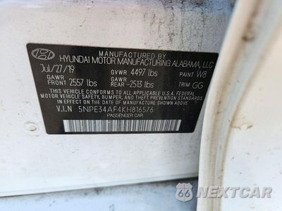 Zdjęcie 12 z 12 samochodu: 2019 HYUNDAI SONATA SEL VIN:5NPE34AF4KH816576 - miniatura