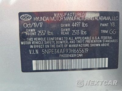 Zdjęcie 12 z 12 samochodu: 2018 HYUNDAI SONATA SEL VIN:5NPE34AF9JH665619 - miniatura