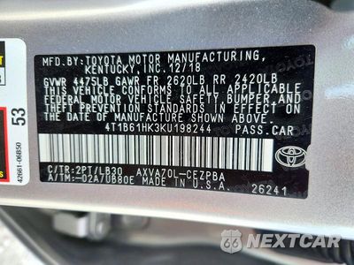 Zdjęcie 12 z 12 samochodu: 2019 TOYOTA CAMRY XSE VIN:4T1B61HK3KU198244 - miniatura