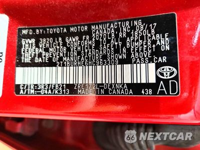 Zdjęcie 12 z 12 samochodu: 2017 TOYOTA COROLLA LE VIN:2T1BURHE6HC963309 - miniatura