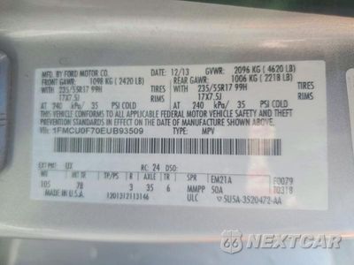Zdjęcie 12 z 12 samochodu: 2014 FORD ESCAPE S VIN:1FMCU0F70EUB93509 - miniatura