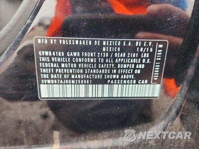 Zdjęcie 13 z 13 samochodu: 2016 VOLKSWAGEN JETTA SE VIN:3VWD67AJ0GM258961 - miniatura