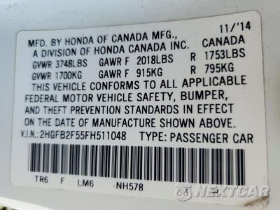 Zdjęcie 13 z 13 samochodu: 2015 HONDA CIVIC LX VIN:2HGFB2F55FH511048 - miniatura