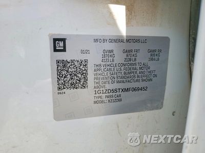 Zdjęcie 12 z 12 samochodu: 2021 CHEVROLET MALIBU LT VIN:1G1ZD5STXMF069452 - miniatura