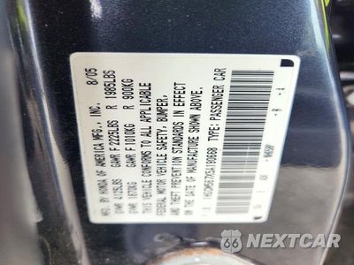 Zdjęcie 12 z 12 samochodu: 2005 HONDA ACCORD EX VIN:1HGCM567X5A190668 - miniatura