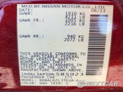 Zdjęcie 12 z 12 samochodu: 2013 NISSAN ALTIMA 2.5 S VIN:1N4AL3AP1DN585923 - miniatura