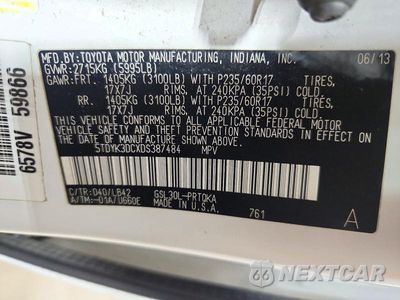 Zdjęcie 14 z 14 samochodu: 2013 TOYOTA SIENNA XLE 8-PASSENGER VIN:5TDYK3DCXDS387484 - miniatura