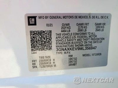 Zdjęcie 13 z 13 samochodu: 2021 CHEVROLET EQUINOX LT VIN:3GNAXKEV9ML356947 - miniatura