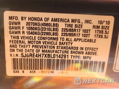 Zdjęcie 12 z 12 samochodu: 2011 HONDA CR-V EXL VIN:5J6RE4H7XBL014291 - miniatura