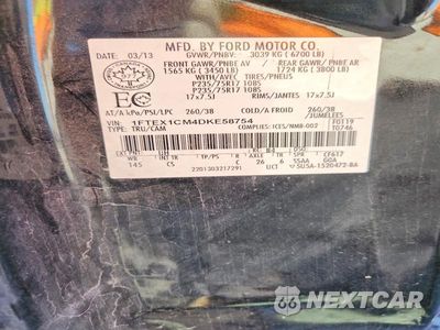 Zdjęcie 12 z 12 samochodu: 2013 FORD F150 SUPER CAB VIN:1FTEX1CM4DKE58754 - miniatura