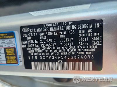 Zdjęcie 13 z 13 samochodu: 2018 KIA SORENTO LX V6 VIN:5XYPG4A54JG376093 - miniatura