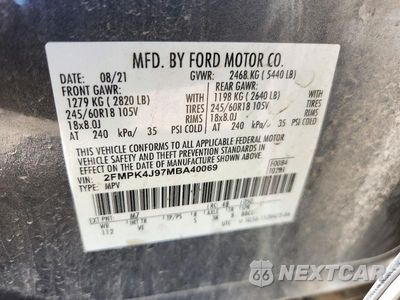 Zdjęcie 13 z 13 samochodu: 2021 FORD EDGE SEL VIN:2FMPK4J97MBA40069 - miniatura