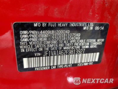 Zdjęcie 13 z 13 samochodu: 2015 SUBARU WRX VIN:JF1VA1A62F9813927 - miniatura
