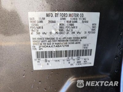 Zdjęcie 13 z 13 samochodu: 2010 FORD EDGE SEL VIN:2FMDK4JC7ABA72708 - miniatura