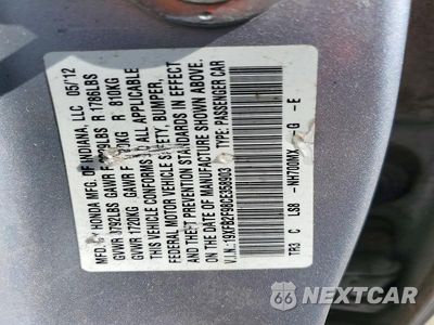 Zdjęcie 12 z 12 samochodu: 2012 HONDA CIVIC EXL VIN:19XFB2F98CE358903 - miniatura